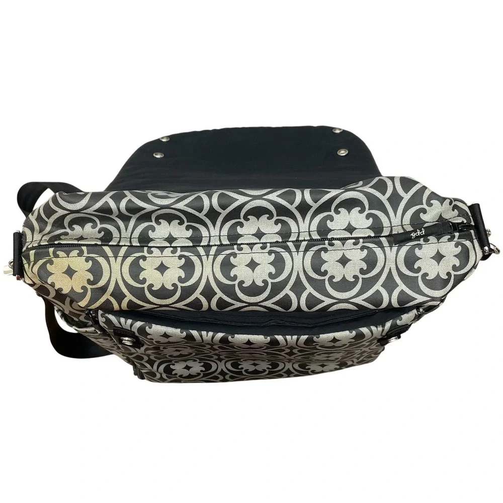Petunia Pickle Bottom Diaper Bag Backpack Gray Black‎ Pattern READ